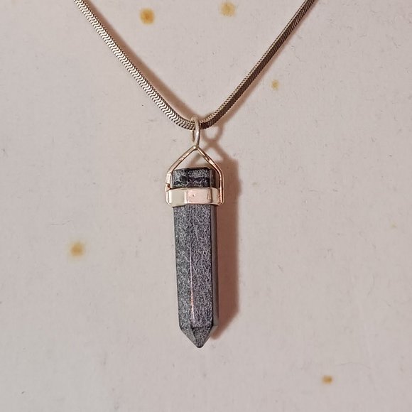 90s Vintage Sterling Silver Black Cloud Onyx Pendant Necklace - Picture 5 of 12